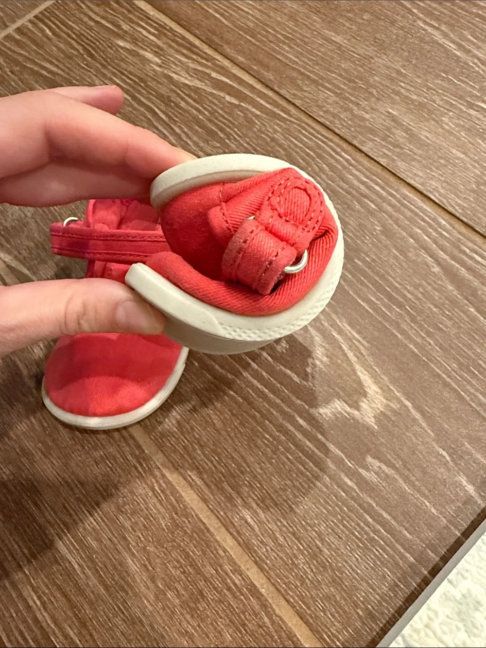 Zara Coral-Red Barefoot Canvas Mary Jane Shoes for Kids